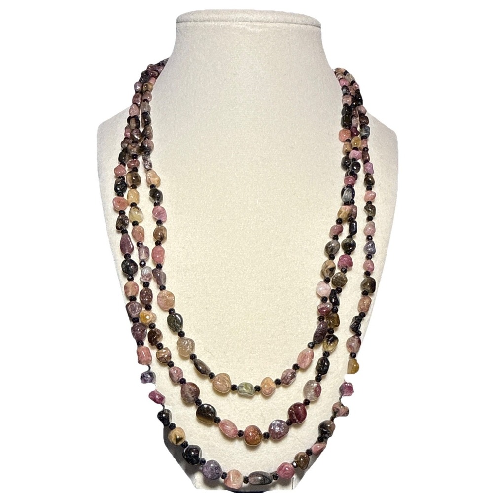 Jay King Sterling Silver and Tourmaline Three Layer Beaded Necklace J12-6
